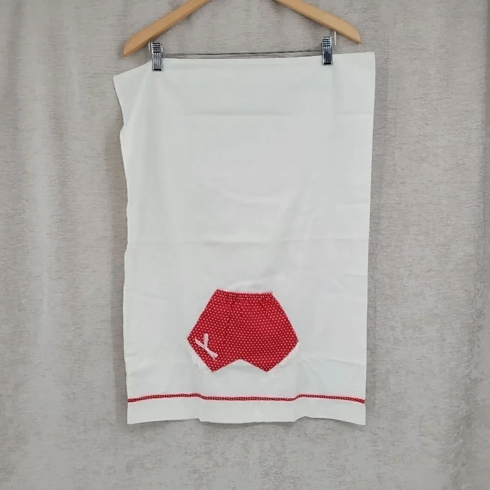 VINTAGE Standard Pillow Cases White with Red Boxers/Bloomers Pillowcase